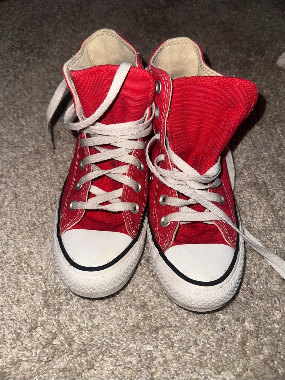 Converse Red High-Top Sneakers with White Trim